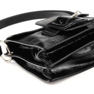 Black Patent Leather Buckle Shoulder Bag