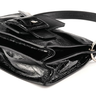 Black Patent Leather Buckle Shoulder Bag