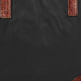 Black Brown Nylon Croc Embossed Tote Bag