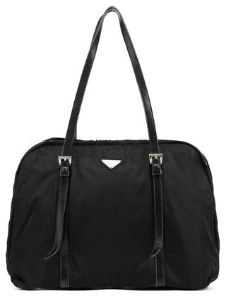 Black Tessuto Vitello Nylon Tote Bag