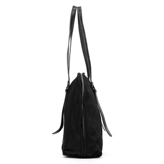 Black Tessuto Vitello Nylon Tote Bag
