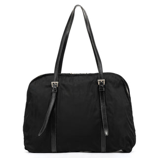 Black Tessuto Vitello Nylon Tote Bag