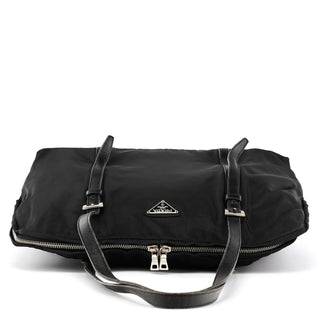 Black Tessuto Vitello Nylon Tote Bag