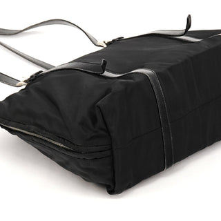 Black Tessuto Vitello Nylon Tote Bag