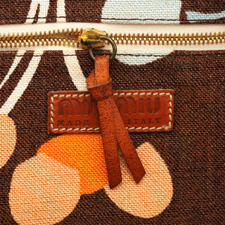 Brown Canvas Floral Tote Bag