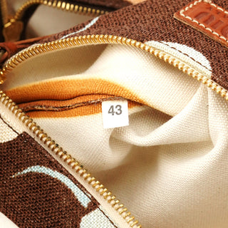 Brown Canvas Floral Tote Bag