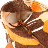 Brown Canvas Floral Tote Bag