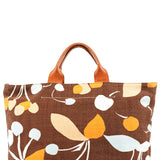 Brown Canvas Floral Tote Bag