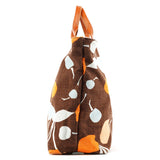 Brown Canvas Floral Tote Bag