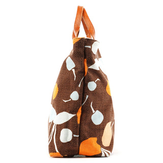 Brown Canvas Floral Tote Bag