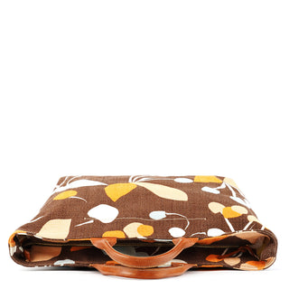 Brown Canvas Floral Tote Bag