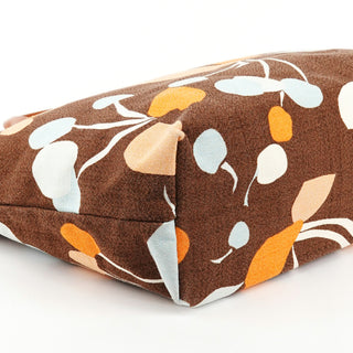 Brown Canvas Floral Tote Bag
