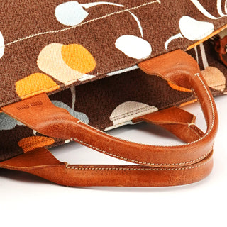 Brown Canvas Floral Tote Bag