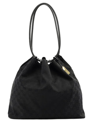 90640 Black GG Canvas Drawstring Shoulder Bag