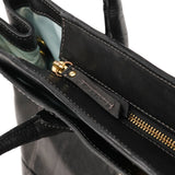 F11554 Black Leather Madeline Turnlock Tote Bag