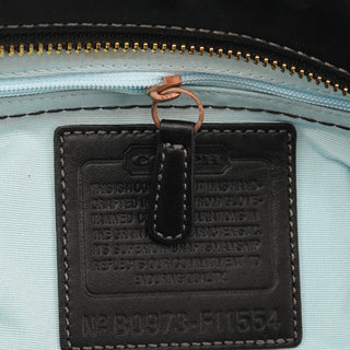 F11554 Black Leather Madeline Turnlock Tote Bag