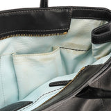 F11554 Black Leather Madeline Turnlock Tote Bag