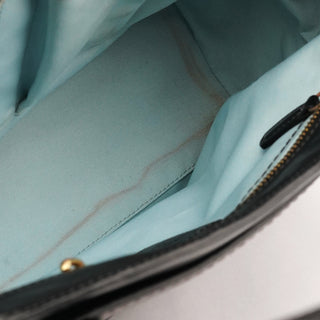 F11554 Black Leather Madeline Turnlock Tote Bag
