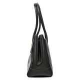 F11554 Black Leather Madeline Turnlock Tote Bag
