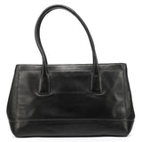 F11554 Black Leather Madeline Turnlock Tote Bag