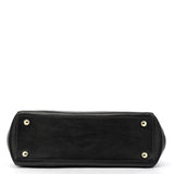 F11554 Black Leather Madeline Turnlock Tote Bag
