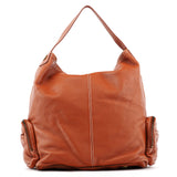 Brown Leather Multi-Pocket Shoulder Bag