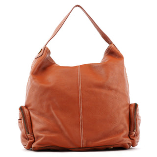 Brown Leather Multi-Pocket Shoulder Bag