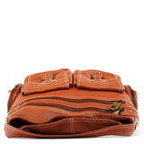 Brown Leather Multi-Pocket Shoulder Bag