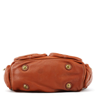 Brown Leather Multi-Pocket Shoulder Bag