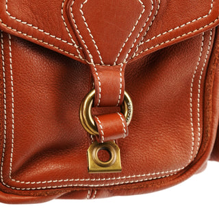 Brown Leather Multi-Pocket Shoulder Bag