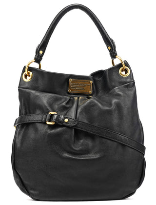 Black Leather Classic Q Hobo 2-Way Shoulder Bag
