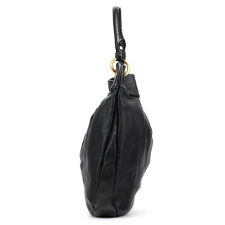Black Leather Classic Q Hobo 2-Way Shoulder Bag
