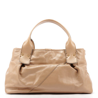 Beige Leather Studded Irina Tote Bag