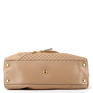 Beige Leather Studded Irina Tote Bag