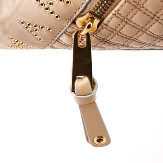 Beige Leather Studded Irina Tote Bag