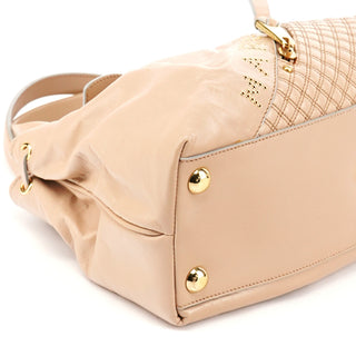 Beige Leather Studded Irina Tote Bag