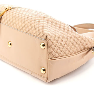 Beige Leather Studded Irina Tote Bag