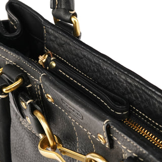 10528 Black Pebbled Leather Hamptons Tote Bag
