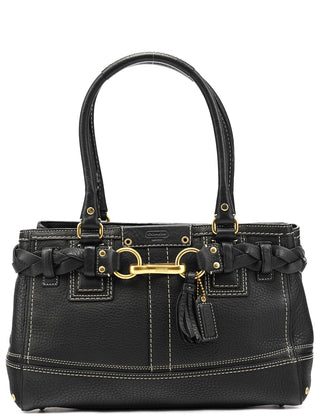 10528 Black Pebbled Leather Hamptons Tote Bag