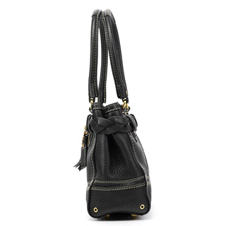 10528 Black Pebbled Leather Hamptons Tote Bag