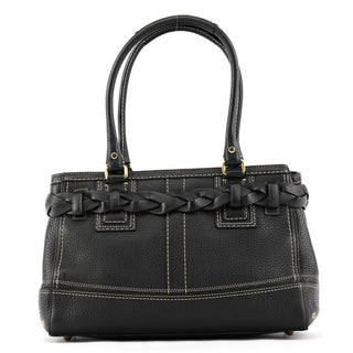 10528 Black Pebbled Leather Hamptons Tote Bag