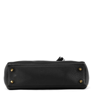 10528 Black Pebbled Leather Hamptons Tote Bag