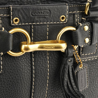 10528 Black Pebbled Leather Hamptons Tote Bag