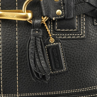 10528 Black Pebbled Leather Hamptons Tote Bag