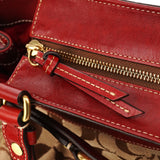 12467 Beige Red Signature Hamptons Tote Bag