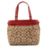 12467 Beige Red Signature Hamptons Tote Bag