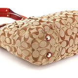 12467 Beige Red Signature Hamptons Tote Bag