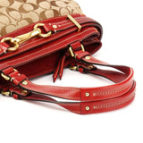 12467 Beige Red Signature Hamptons Tote Bag