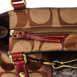 12466 Beige Burgundy Python Hamptons Tote Bag