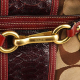 12466 Beige Burgundy Python Hamptons Tote Bag